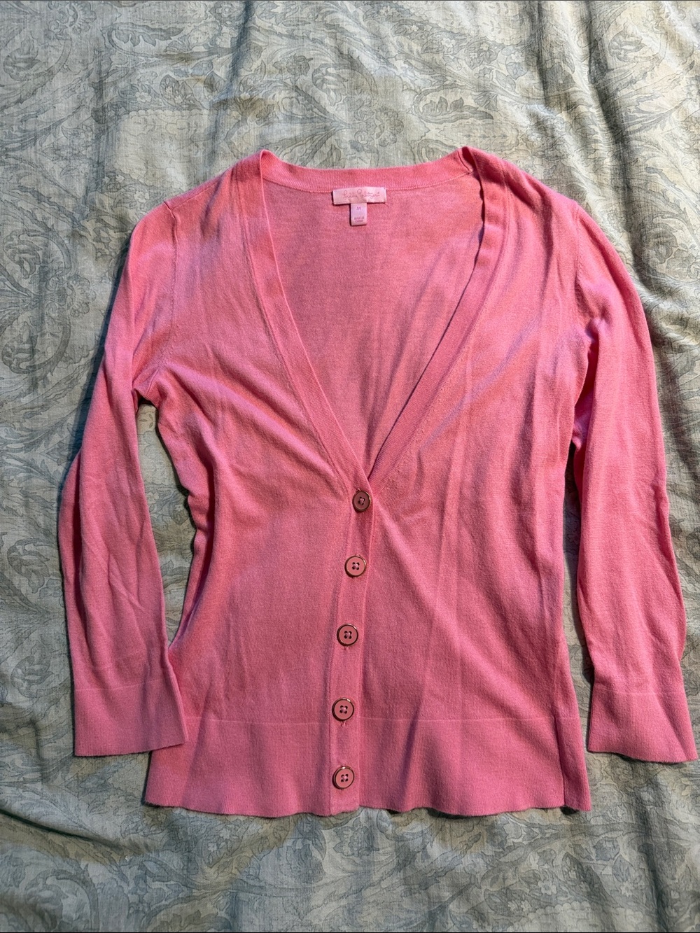 Lilly Pulitzer Coral Pink V-Neck Button Cardigan